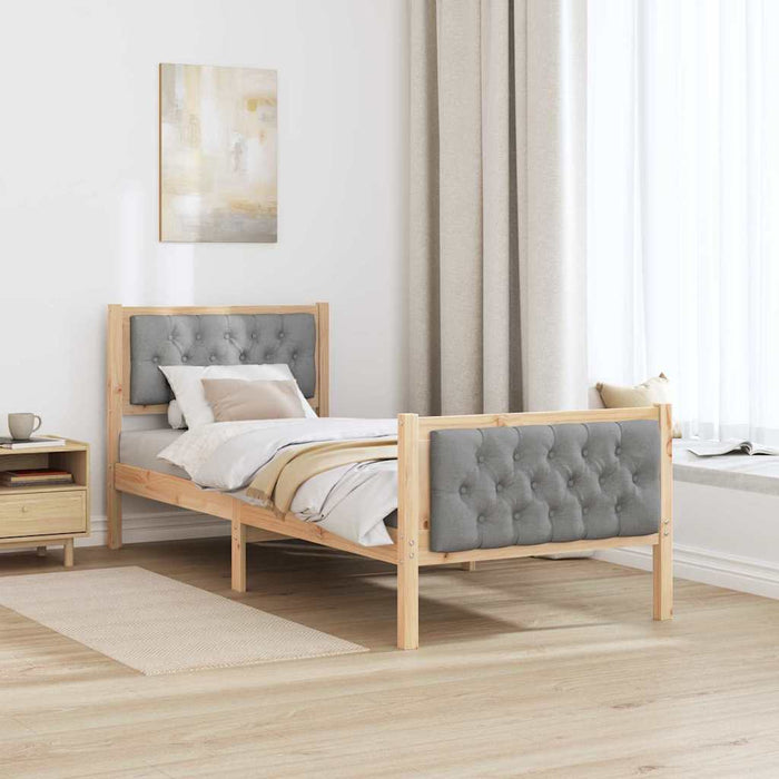 Cadru de pat Gri deschis 80 x 200 cm Lemn de pin masiv - WALTI WALTI