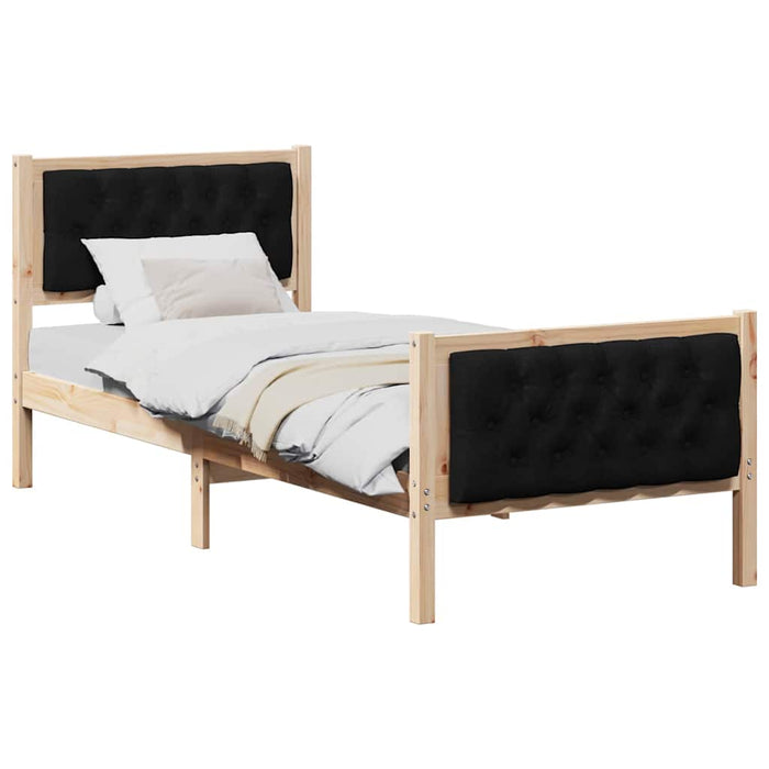 Cadru de pat cu headboard Negru 80 x 200 cm Lemn de pin masiv - WALTI WALTI