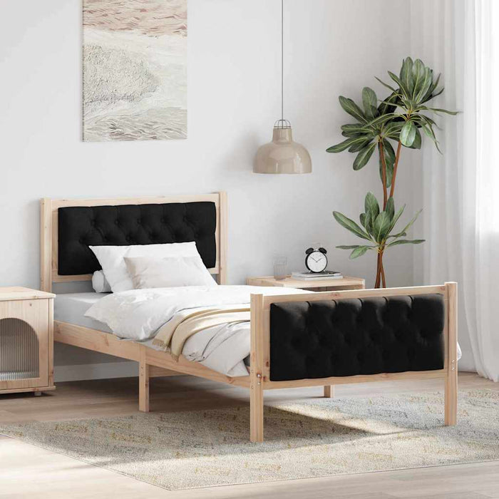 Cadru de pat cu headboard Negru 90 x 190 cm Lemn de pin masiv - WALTI WALTI