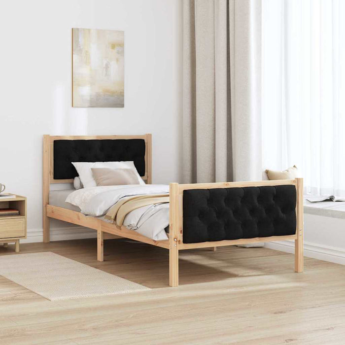 Cadru de pat cu headboard Negru 90 x 190 cm Lemn de pin masiv - WALTI WALTI