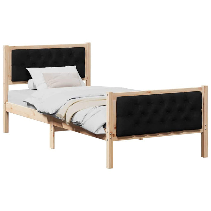 Cadru de pat cu headboard Negru 90 x 190 cm Lemn de pin masiv - WALTI WALTI