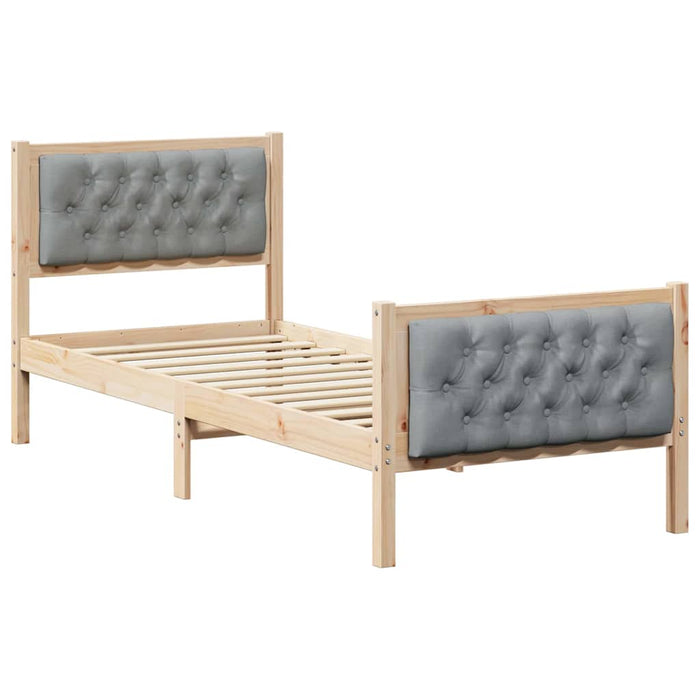 Cadru de pat Gri deschis 75 x 190 cm Lemn de pin masiv - WALTI WALTI