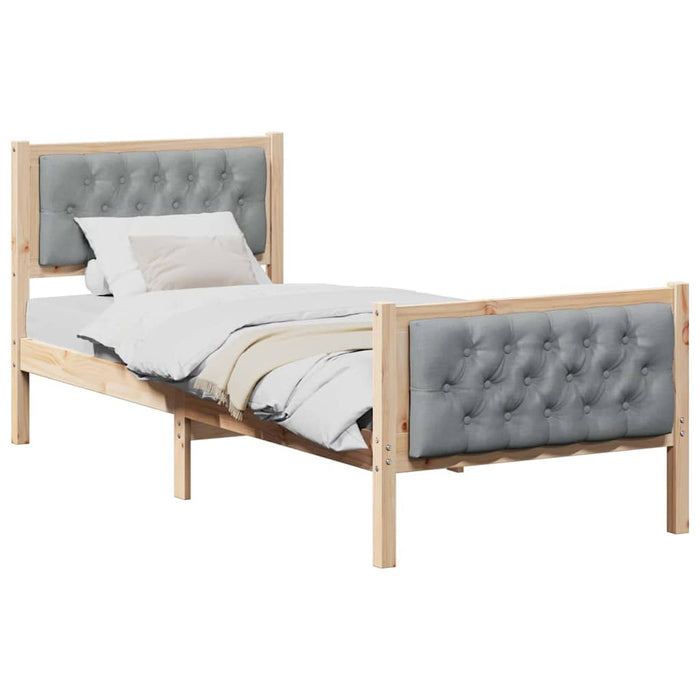 Cadru de pat Gri deschis 75 x 190 cm Lemn de pin masiv - WALTI WALTI