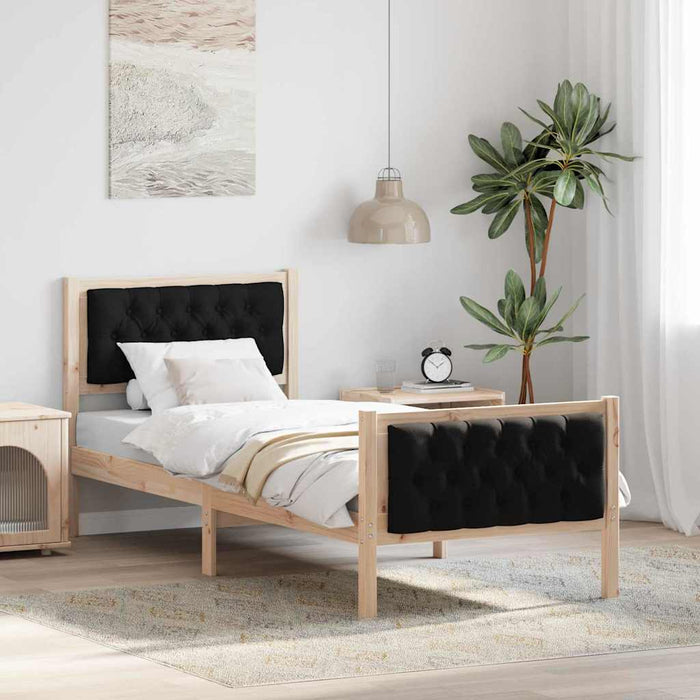 Cadru de pat cu headboard Negru 75 x 190 cm Lemn de pin masiv - WALTI WALTI