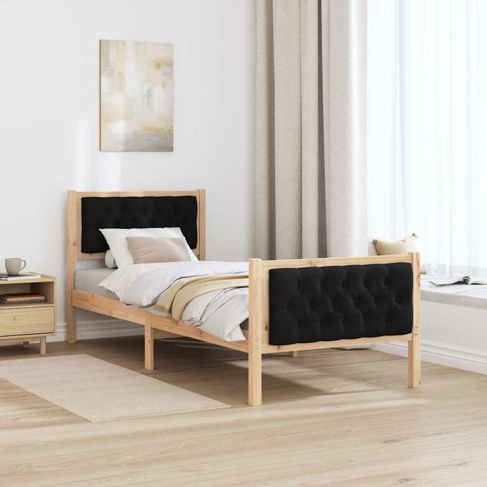 Cadru de pat cu headboard Negru 75 x 190 cm Lemn de pin masiv - WALTI WALTI