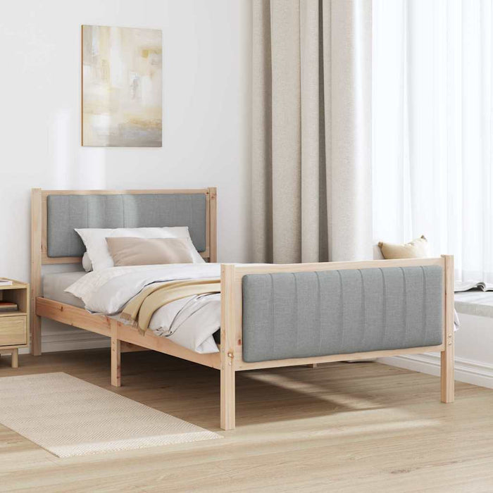 Cadru de pat Maro și gri deschis 100 x 200 cm Lemn masiv de pin - WALTI WALTI
