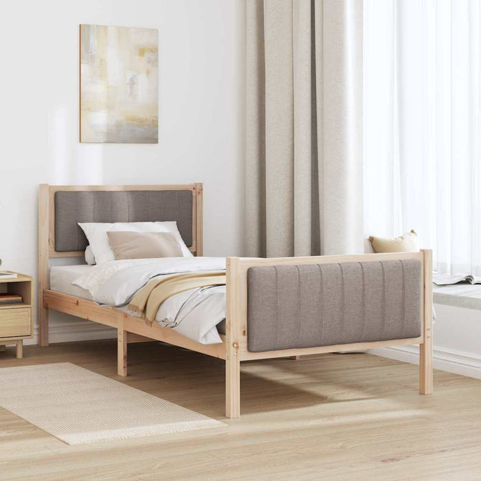 Cadru de pat Maroniu și taupe 90 x 200 cm Lemn masiv de pin - WALTI WALTI