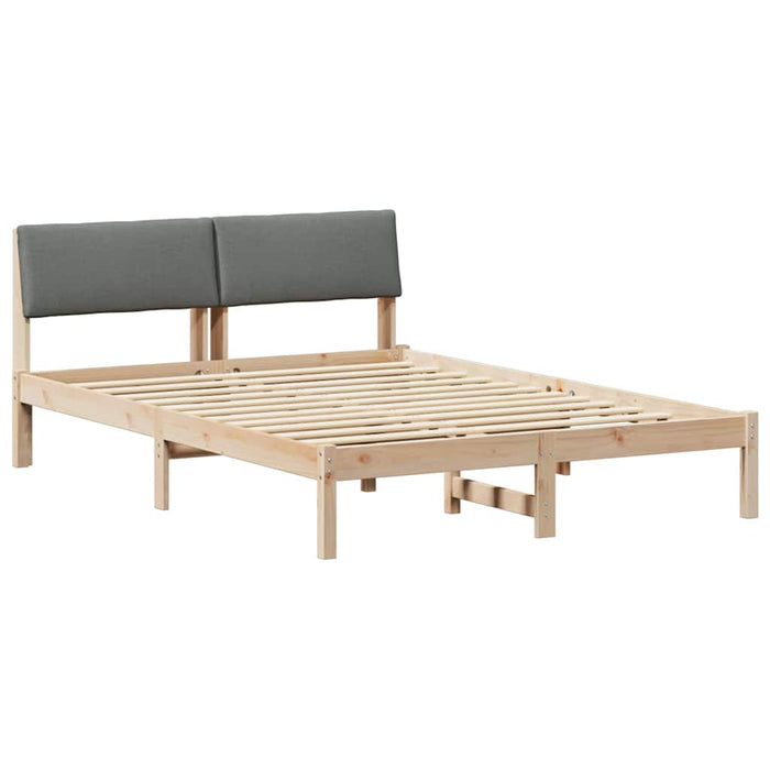 Cadru de pat maro și gri închis 140 x 200 cm Lemn masiv de pin - WALTI WALTI