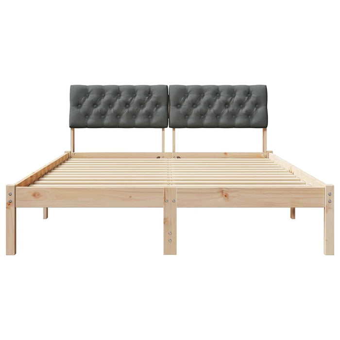 Cadru de pat maro și gri închis 140 x 190 cm Lemn masiv de pin - WALTI WALTI