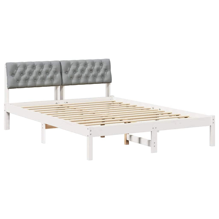 Cadru de pat Alb și gri deschis 140 x 190 cm Lemn masiv de pin - WALTI WALTI