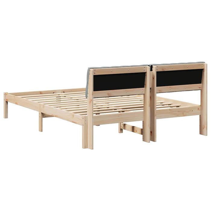 Cadru de pat Maro și gri deschis 135 x 190 cm Lemn masiv de pin - WALTI WALTI