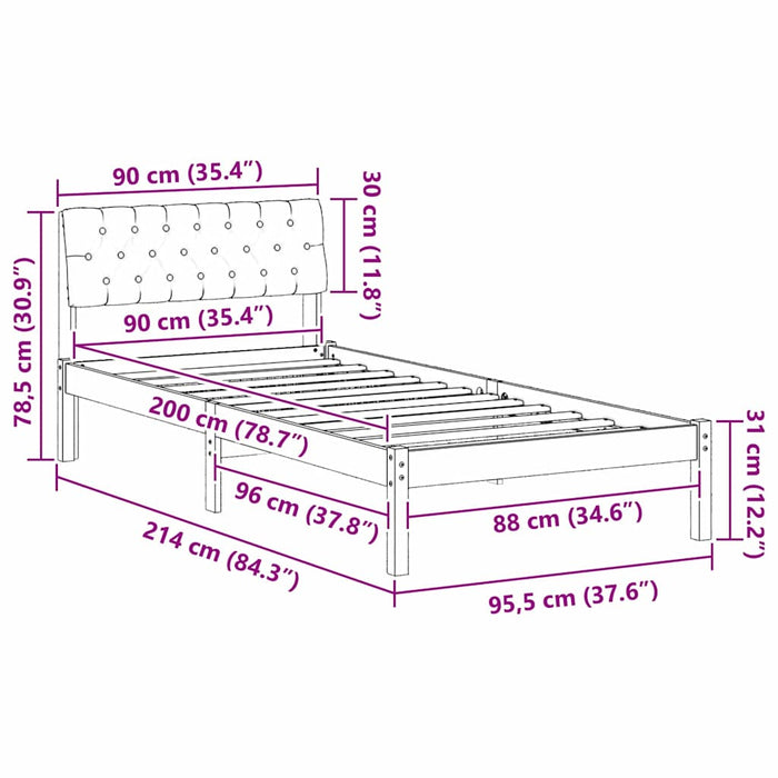 Cadru de pat Alb și gri deschis 90 x 200 cm Lemn masiv de pin - WALTI WALTI