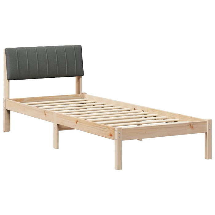 Cadru de pat maro și gri închis 75 x 190 cm Lemn masiv de pin - WALTI WALTI