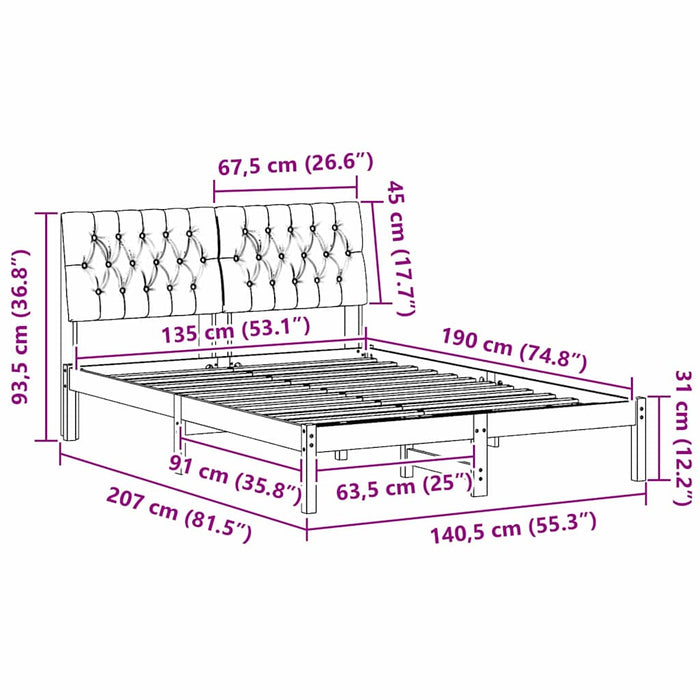 Cadru de pat cu tăblie tapițată cu headboard Maro 135 x 190 cm - WALTI WALTI