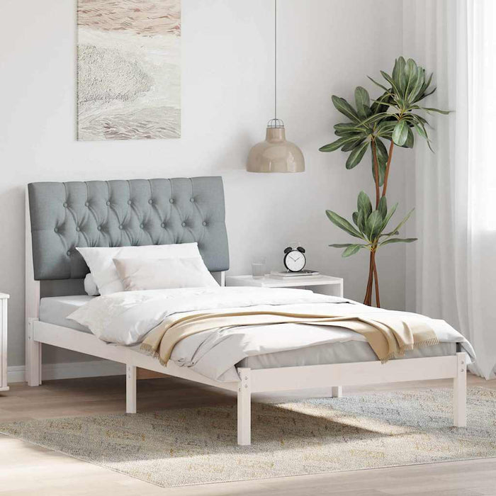 Cadru de pat cu tăblie tapițată cu headboard Alb 100 x 200 cm - WALTI WALTI