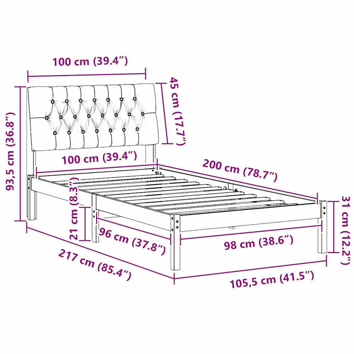 Cadru de pat cu tăblie tapițată cu headboard Alb 100 x 200 cm - WALTI WALTI
