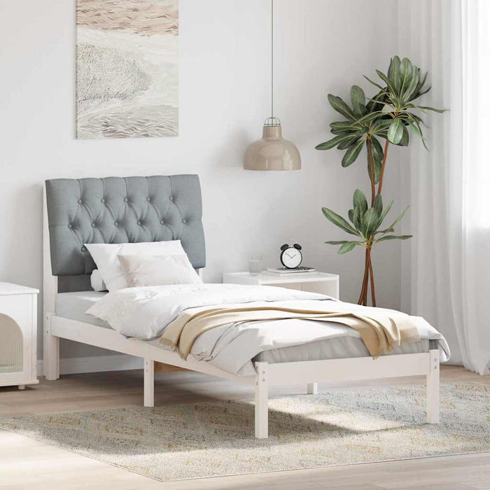 Cadru de pat cu tăblie tapițată cu headboard Alb 75 x 190 cm - WALTI WALTI