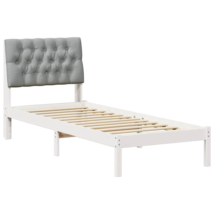 Cadru de pat cu tăblie tapițată cu headboard Alb 75 x 190 cm - WALTI WALTI