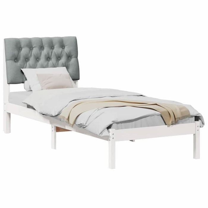 Cadru de pat cu tăblie tapițată cu headboard Alb 75 x 190 cm - WALTI WALTI