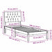 Cadru de pat cu tăblie tapițată cu headboard Alb 75 x 190 cm - WALTI WALTI