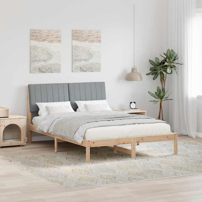 Cadru de pat cu headboard Maro 135 x 190 cm Lemn de pin masiv - WALTI WALTI