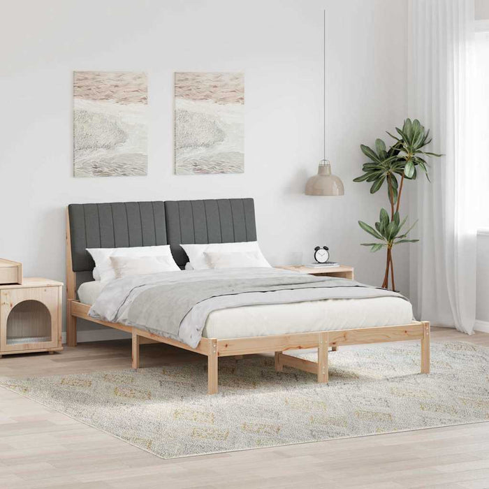 Cadru de pat cu headboard Maro 135 x 190 cm Lemn de pin masiv - WALTI WALTI