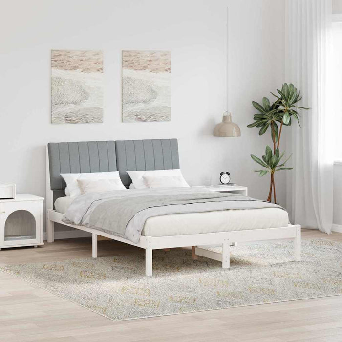 Cadru de pat cu headboard Alb 135 x 190 cm Lemn de pin masiv - WALTI WALTI