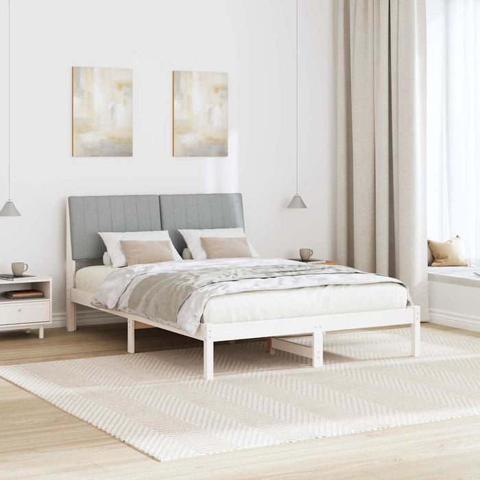 Cadru de pat cu headboard Alb 135 x 190 cm Lemn de pin masiv - WALTI WALTI