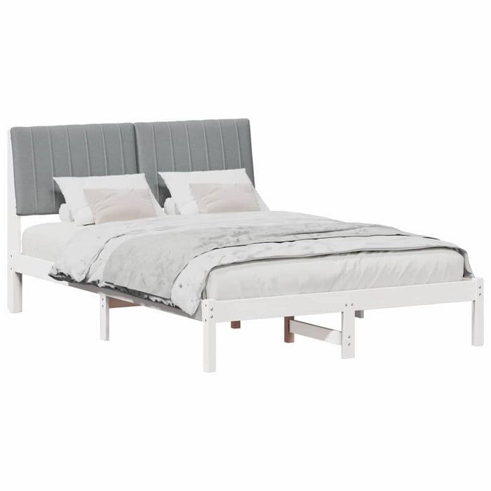 Cadru de pat cu headboard Alb 135 x 190 cm Lemn de pin masiv - WALTI WALTI