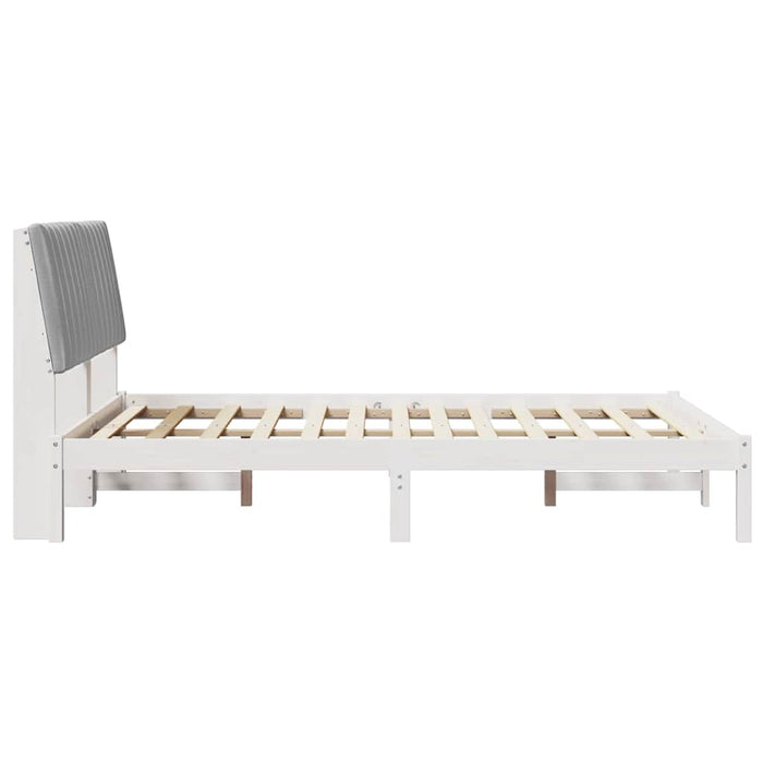 Cadru de pat cu headboard Alb 135 x 190 cm Lemn de pin masiv - WALTI WALTI