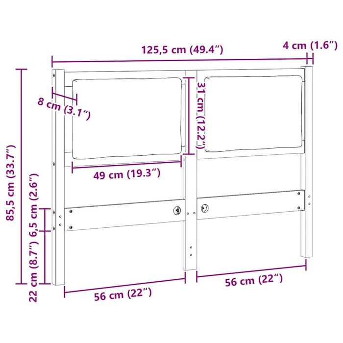 Tăblie cap Altele Alb 120 cm Lemn masiv de pin - WALTI WALTI
