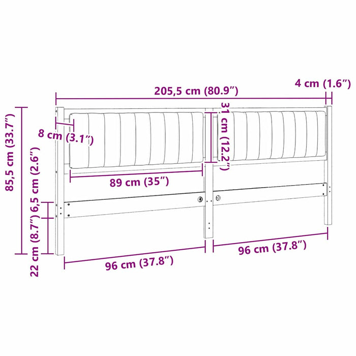 Tăblie tapițată cu headboard Maro 200 cm Lemn de pin masiv - WALTI WALTI