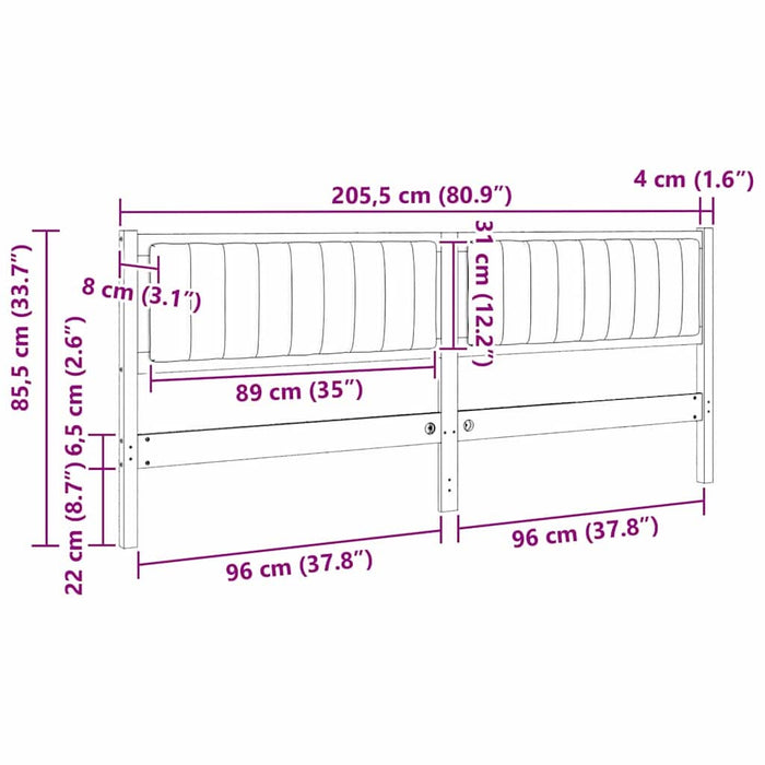 Tăblie tapițată cu headboard Maro 200 cm Lemn de pin masiv - WALTI WALTI