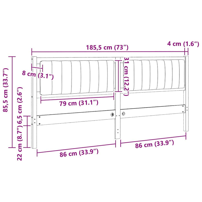 Tăblie tapițată cu headboard Maro 180 cm Lemn de pin masiv - WALTI WALTI