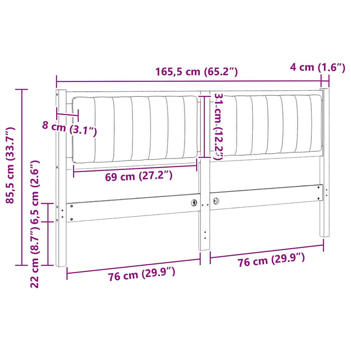 Tăblie tapițată cu headboard Maro 160 cm Lemn de pin masiv - WALTI WALTI