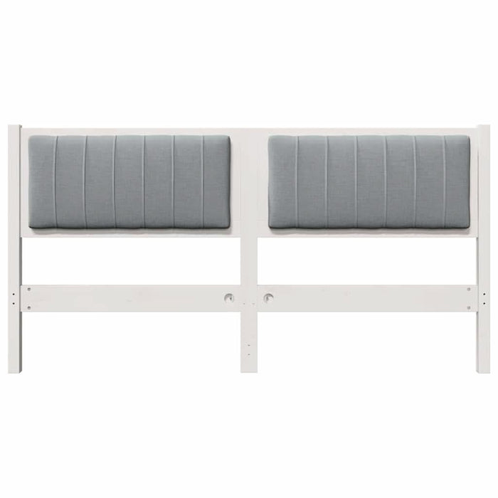 Tăblie tapițată cu headboard Alb 150 cm Lemn de pin masiv - WALTI WALTI