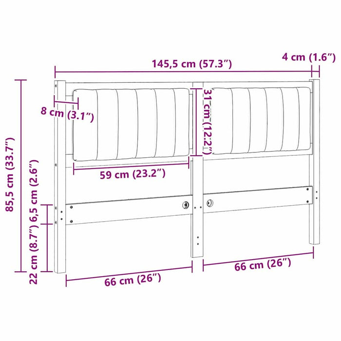 Tăblie tapițată cu headboard Maro 140 cm Lemn de pin masiv - WALTI WALTI