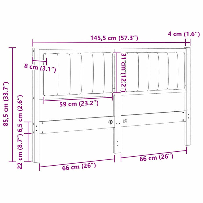Tăblie tapițată cu headboard Maro 140 cm Lemn de pin masiv - WALTI WALTI