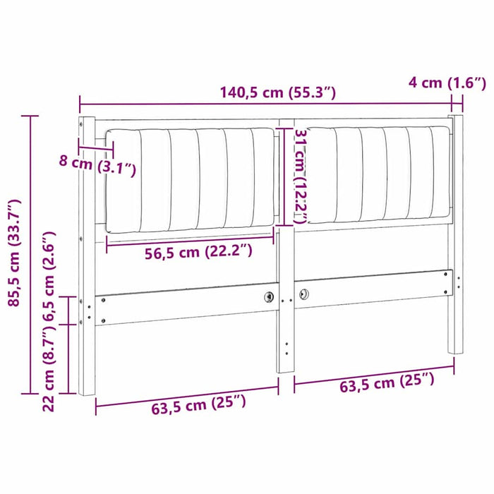 Tăblie tapițată cu headboard Maro 135 cm Lemn de pin masiv - WALTI WALTI