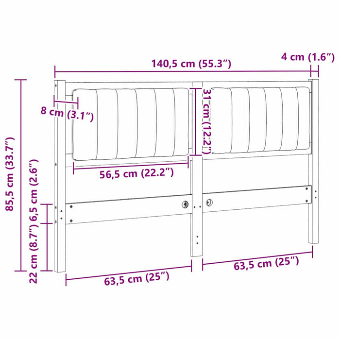 Tăblie tapițată cu headboard Maro 135 cm Lemn de pin masiv - WALTI WALTI