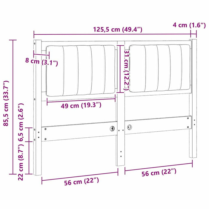 Tăblie tapițată cu headboard Maro 120 cm Lemn de pin masiv - WALTI WALTI