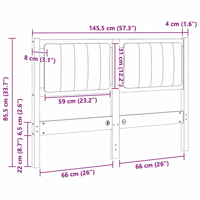 Tăblie tapițată cu headboard Maro 120 cm Lemn de pin masiv - WALTI WALTI