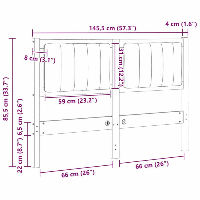 Tăblie tapițată cu headboard Maro 120 cm Lemn de pin masiv - WALTI WALTI