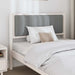 Tăblie tapițată cu headboard Alb 100 cm Lemn de pin masiv - WALTI WALTI