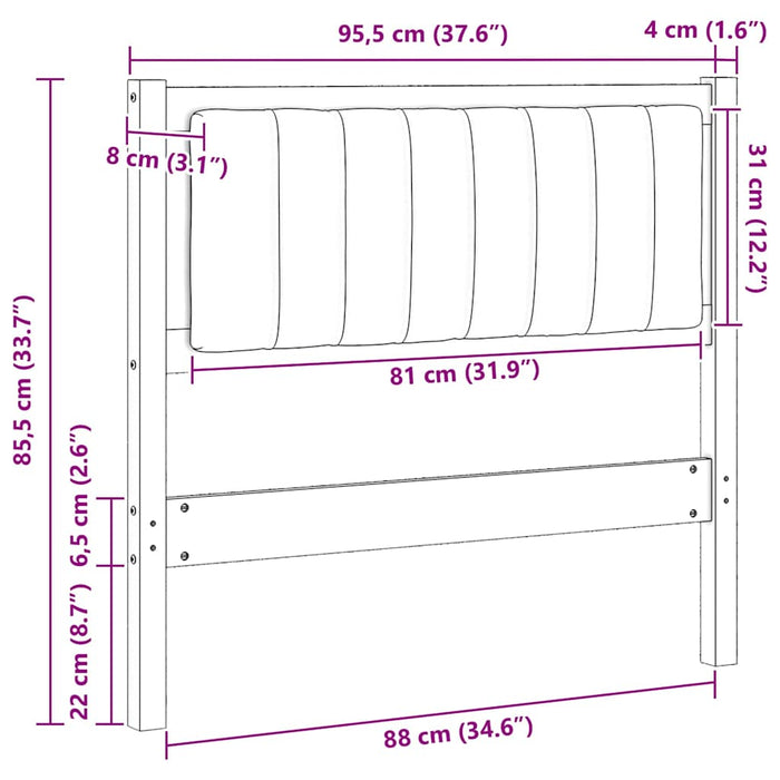 Tăblie tapițată cu headboard Maro 90 cm Lemn de pin masiv - WALTI WALTI