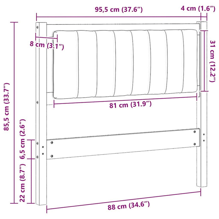 Tăblie tapițată cu headboard Maro 90 cm Lemn de pin masiv - WALTI WALTI