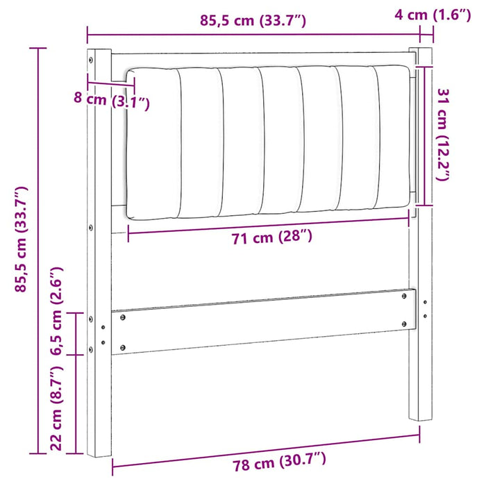 Tăblie tapițată cu headboard Maro 80 cm Lemn de pin masiv - WALTI WALTI