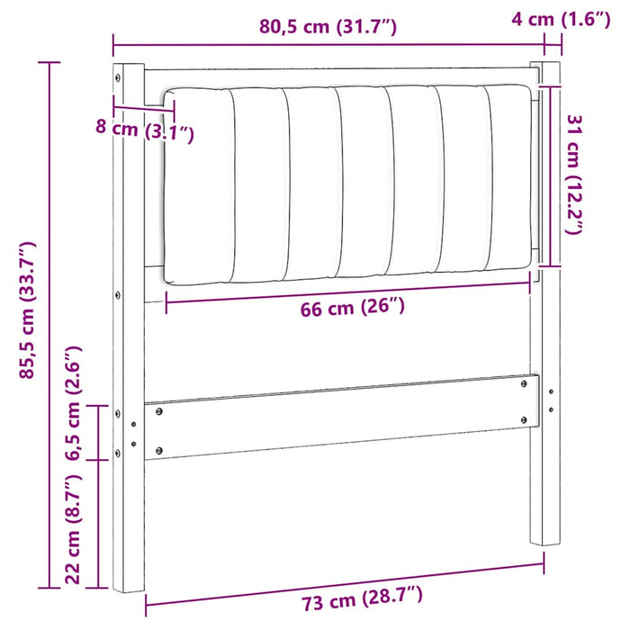 Tăblie tapițată cu headboard Maro 75 cm Lemn de pin masiv - WALTI WALTI