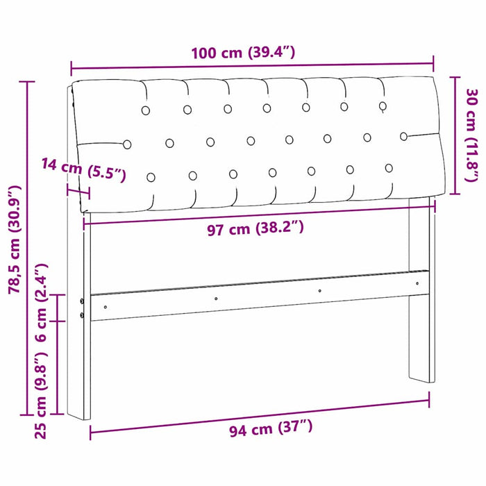 Tăblie tapițată Gri deschis 100 cm Lemn de pin masiv - WALTI WALTI
