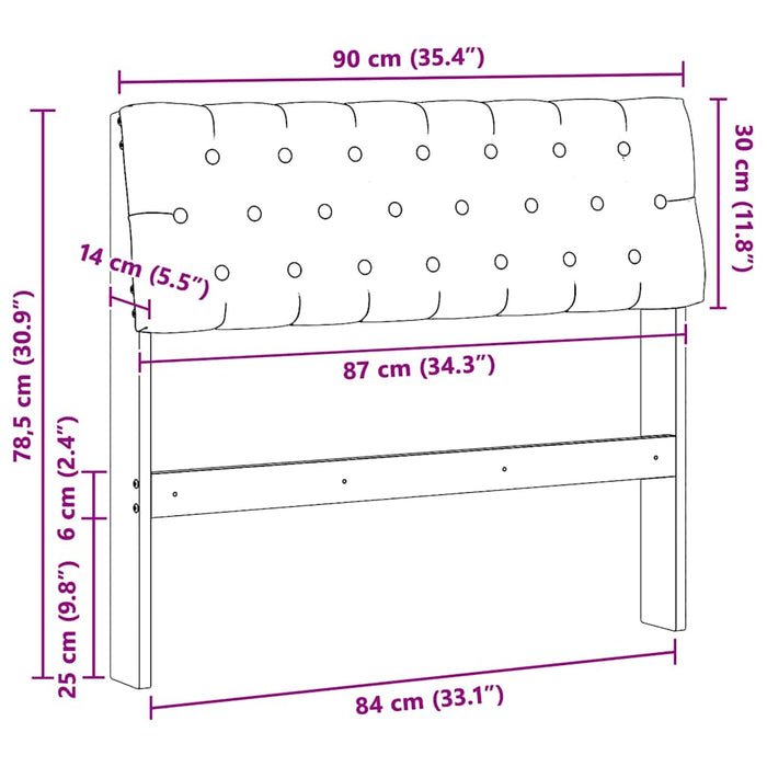Tăblie tapițată Gri închis 90 cm Lemn de pin masiv - WALTI WALTI